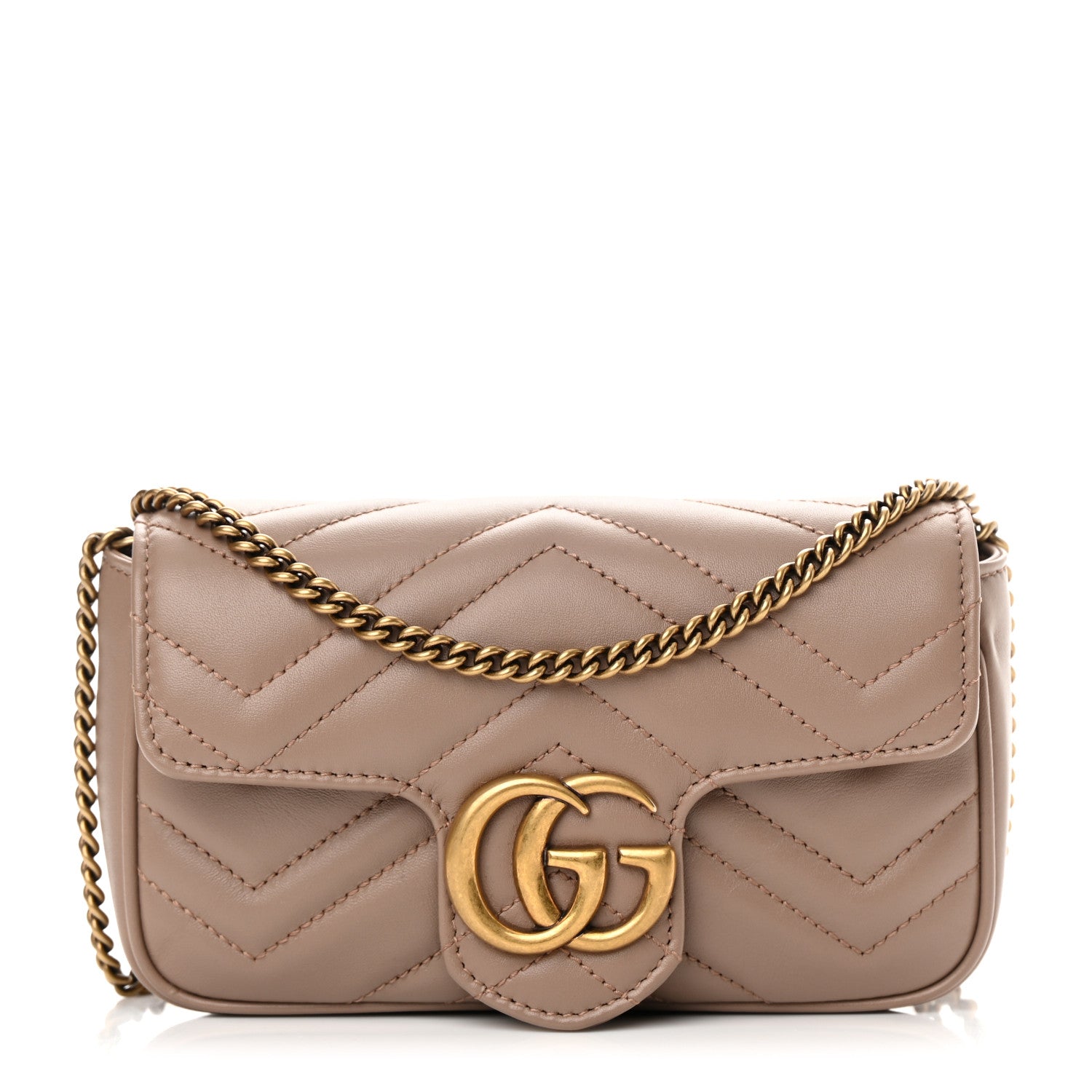 Gucci Calfskin Matelasse Super Mini GG Marmont Shoulder Bag Porcelain Rose 1 of 13