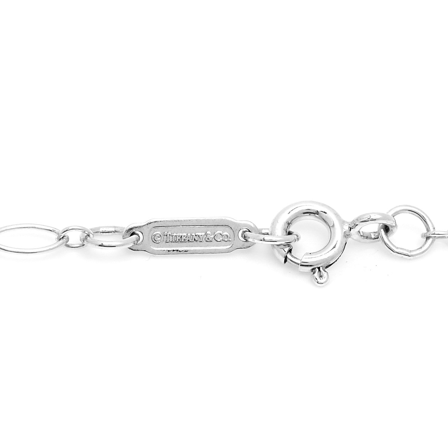 Tiffany Sterling Silver Oval Key Pendant Link Necklace 4 of 6