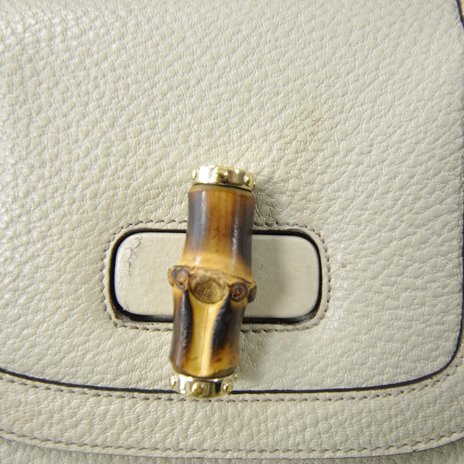 Gucci Leather Bamboo Top Handle Bag Ivory 10 of 10