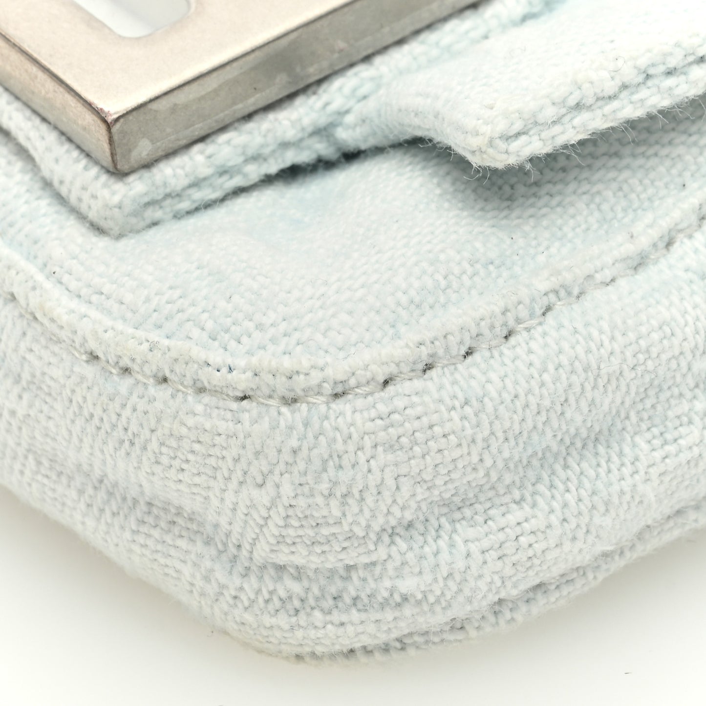 X MARC JACOBS Bleached Denim Logo Baguette Charm Off White