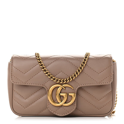 Gucci Calfskin Matelasse Super Mini GG Marmont Shoulder Bag Porcelain Rose 1 of 9
