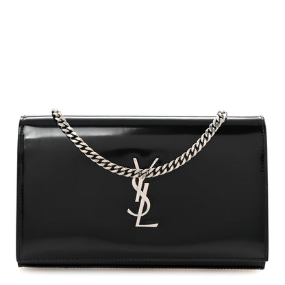 Saint Laurent Glazed Calfskin Cassandre Wallet On Chain WOC Black 1 of 9