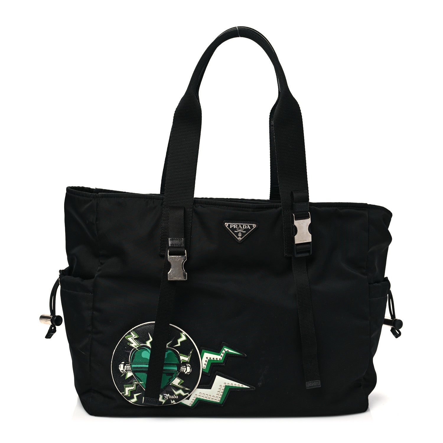 Prada X UNIVERSAL STUDIOS Tessuto Nylon Montagna Frankenstein Heart Tote Black 1 of 12