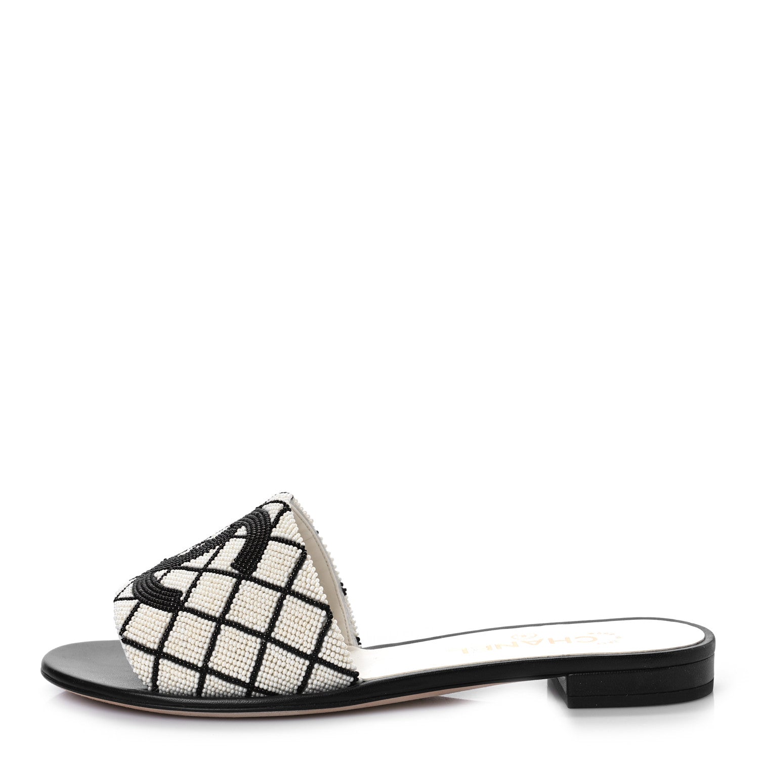 Chanel Pearl Embroidery CC Mules 40 Black White 1 of 10