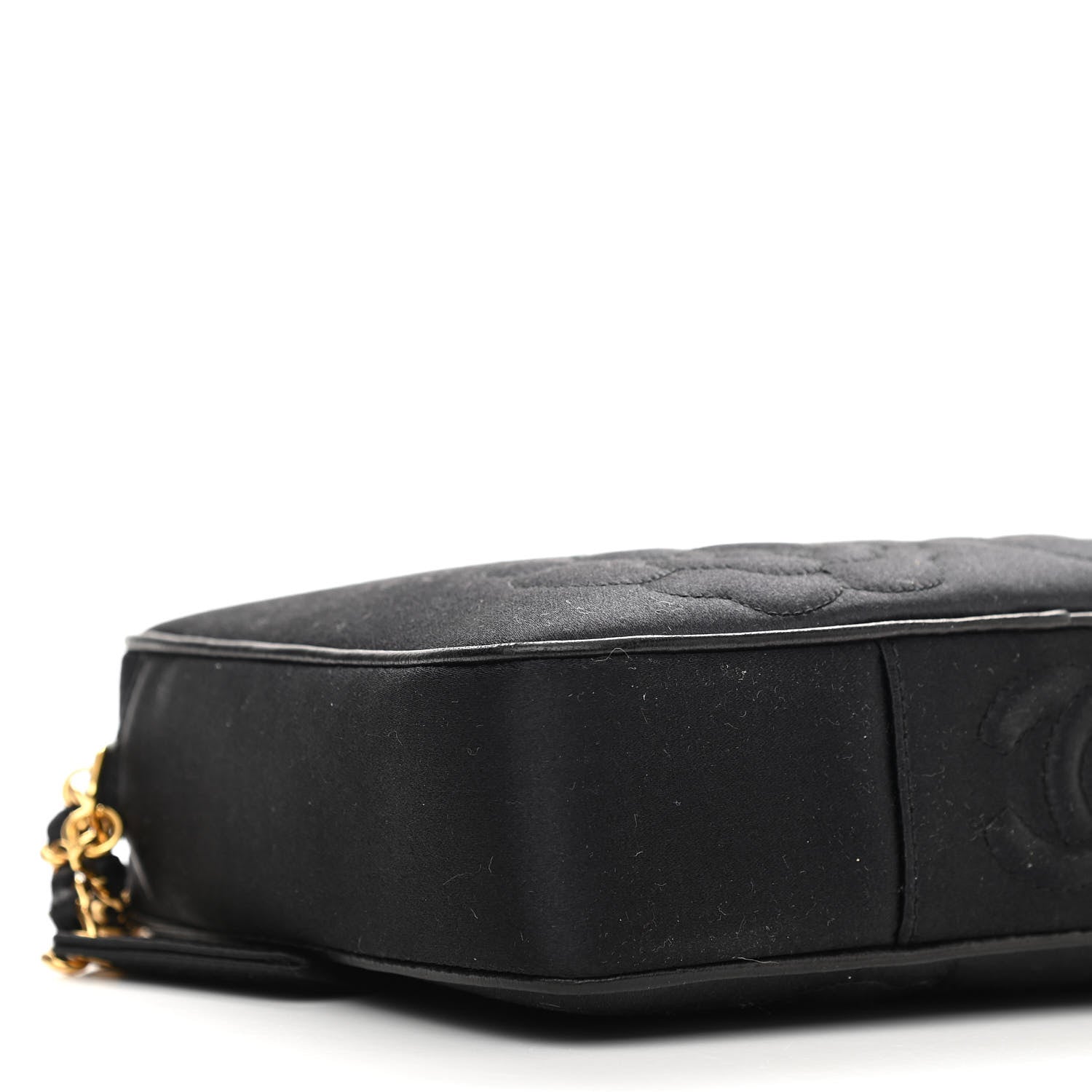 Chanel Satin Quilted Camellia Camera Case Black 10 of 12