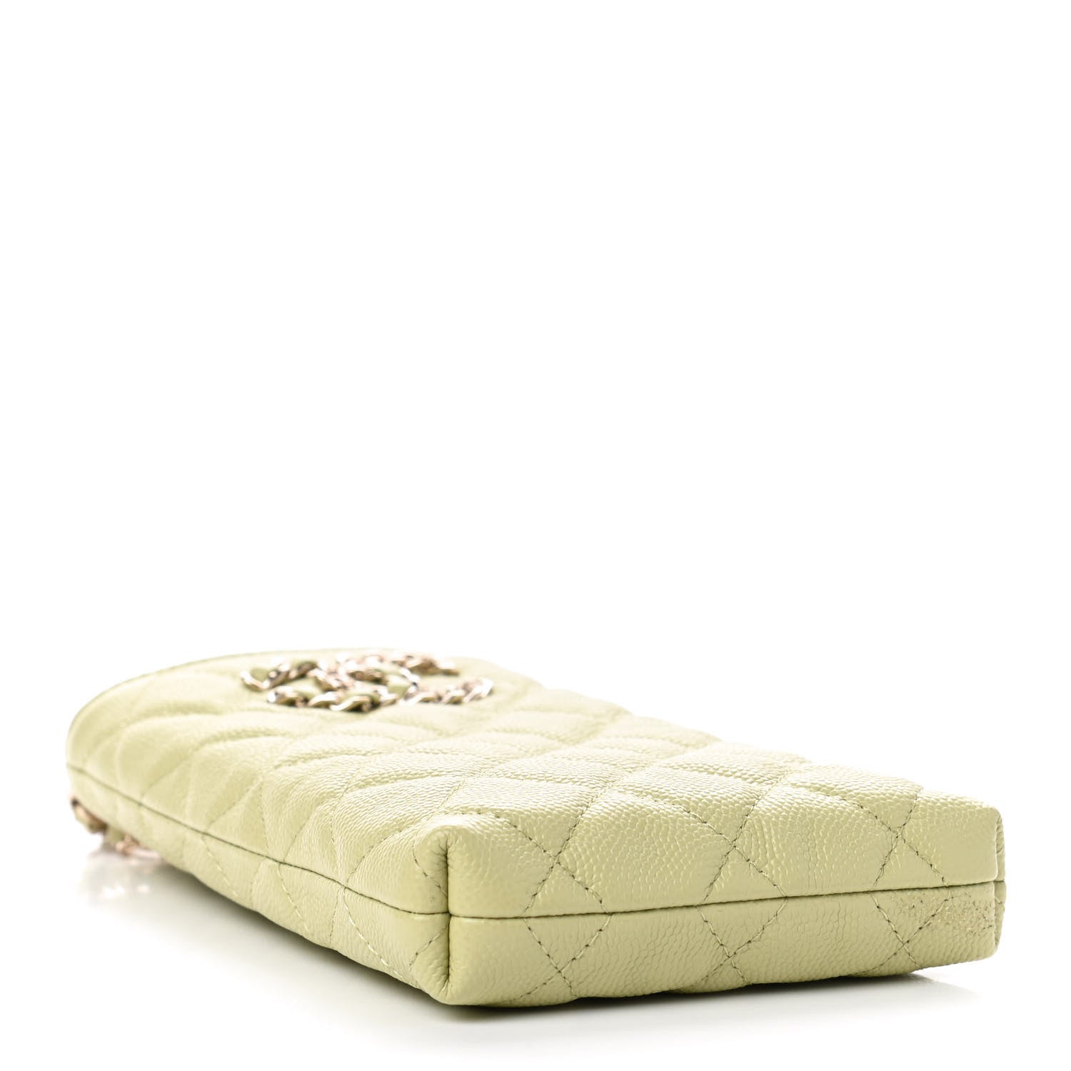 Chanel Caviar Quilted French New Wave Phone Holder With Chain Light Green 3 of 4