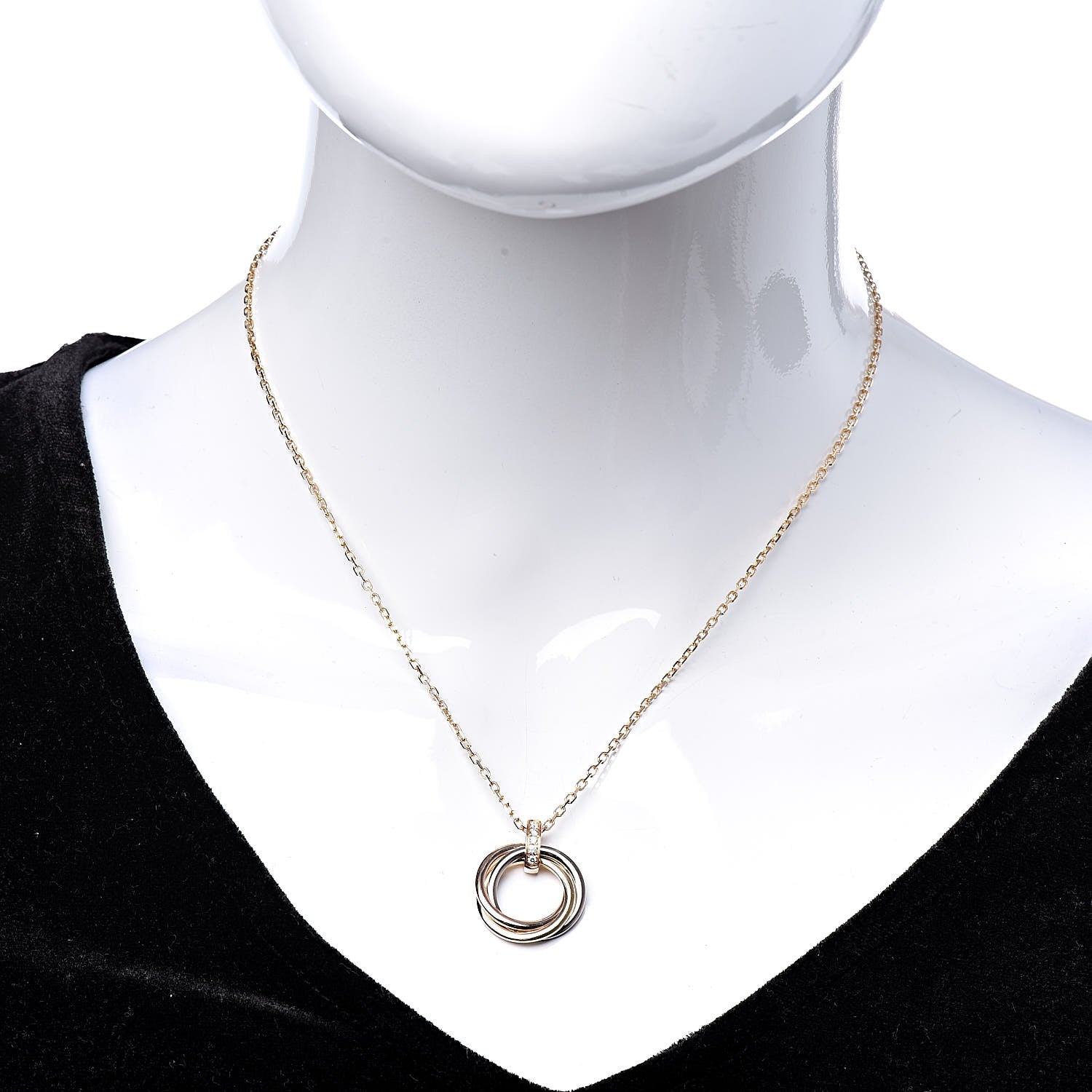 Cartier 18K Pink White Yellow Gold Diamond Trinity Pendant Necklace 2 of 6
