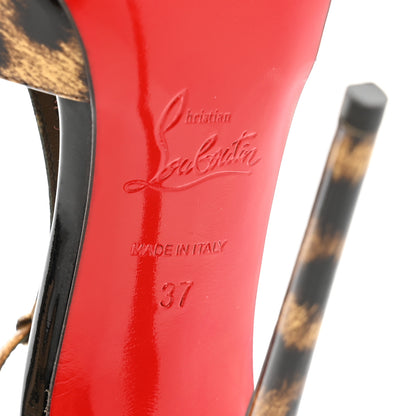 Christian Louboutin Patent Leopard Senora 130 Sandals 37 Brown Black 8 of 9