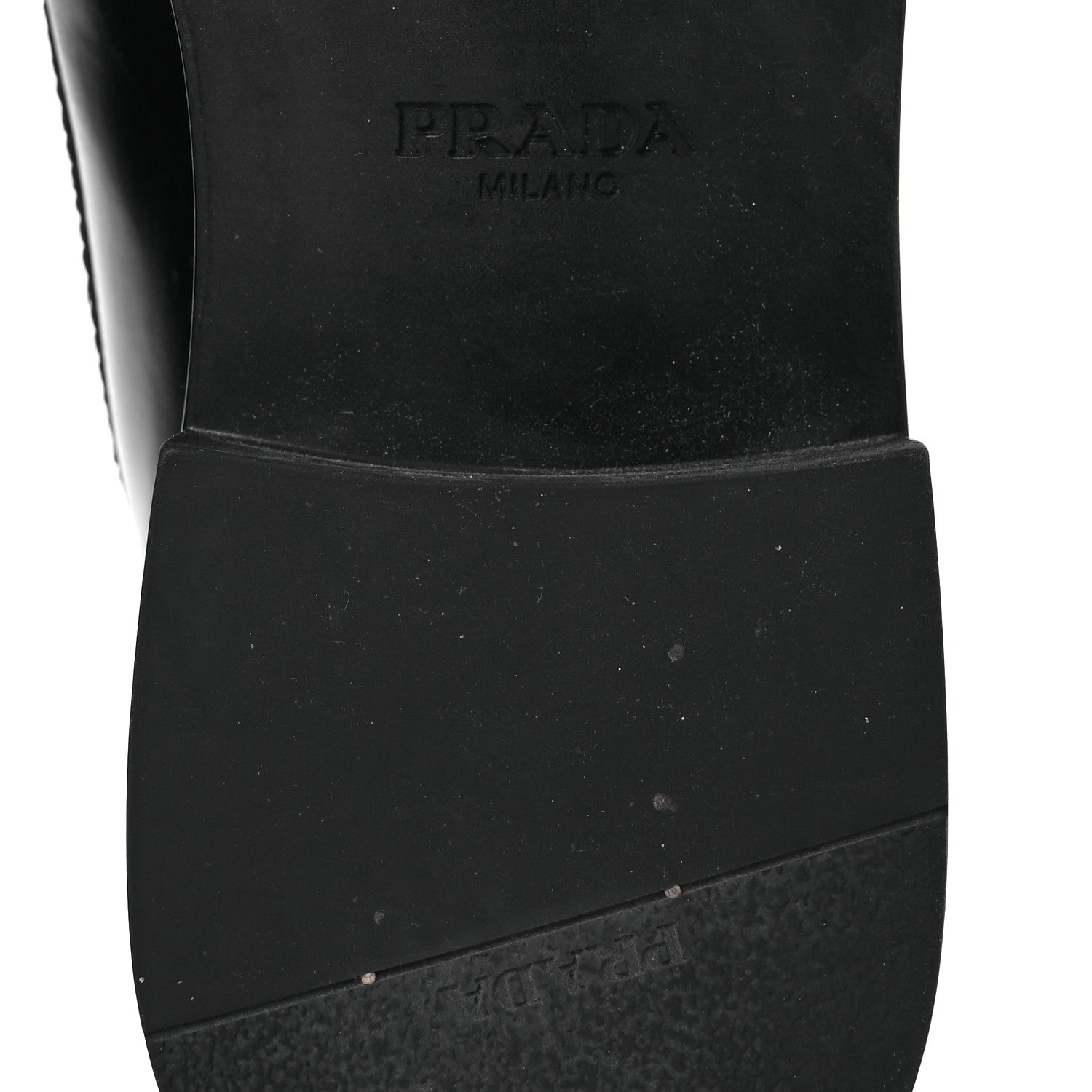 Prada Spazzolato Metal Triangle Logo Loafers 38 Black 8 of 15