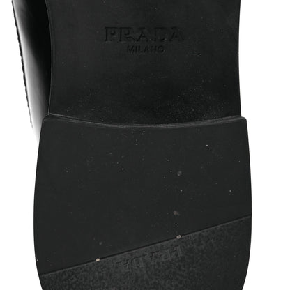 Prada Spazzolato Metal Triangle Logo Loafers 38 Black 8 of 15
