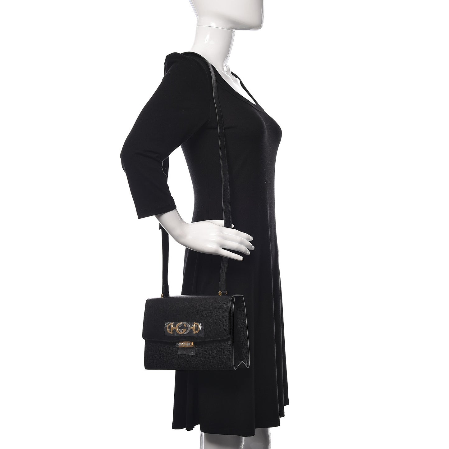 Grainy Calfskin Small Zumi Shoulder Bag Black
