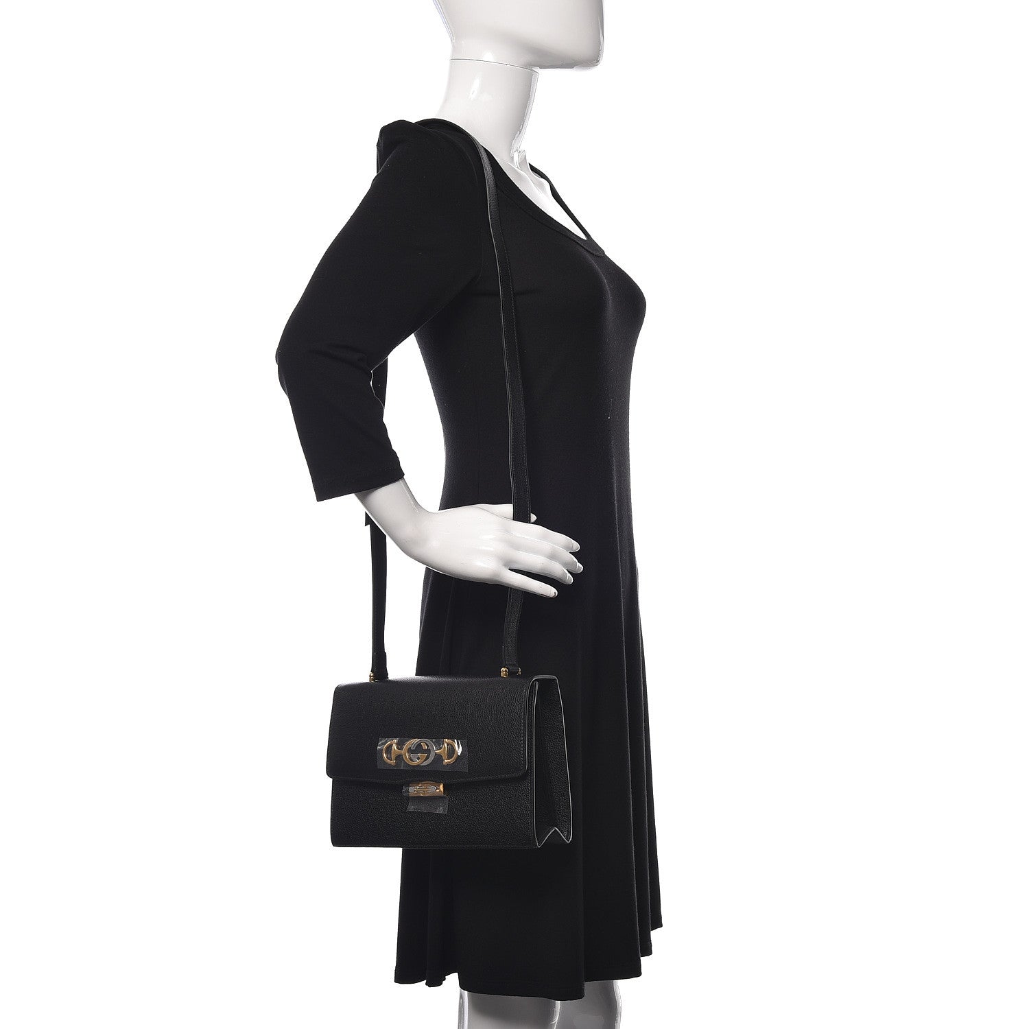 Gucci Grainy Calfskin Small Zumi Shoulder Bag Black 2 of 10