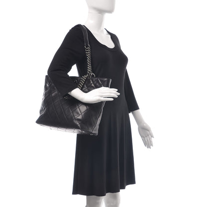Chanel Calfskin Quilted Shopping In Chains Tote Black 2 of 13