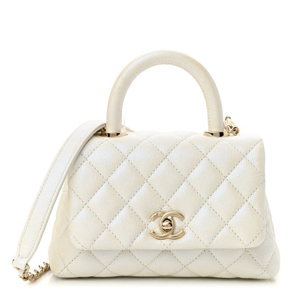 Chanel Iridescent Caviar Quilted Extra Mini Coco Handle Flap White 1 of 10