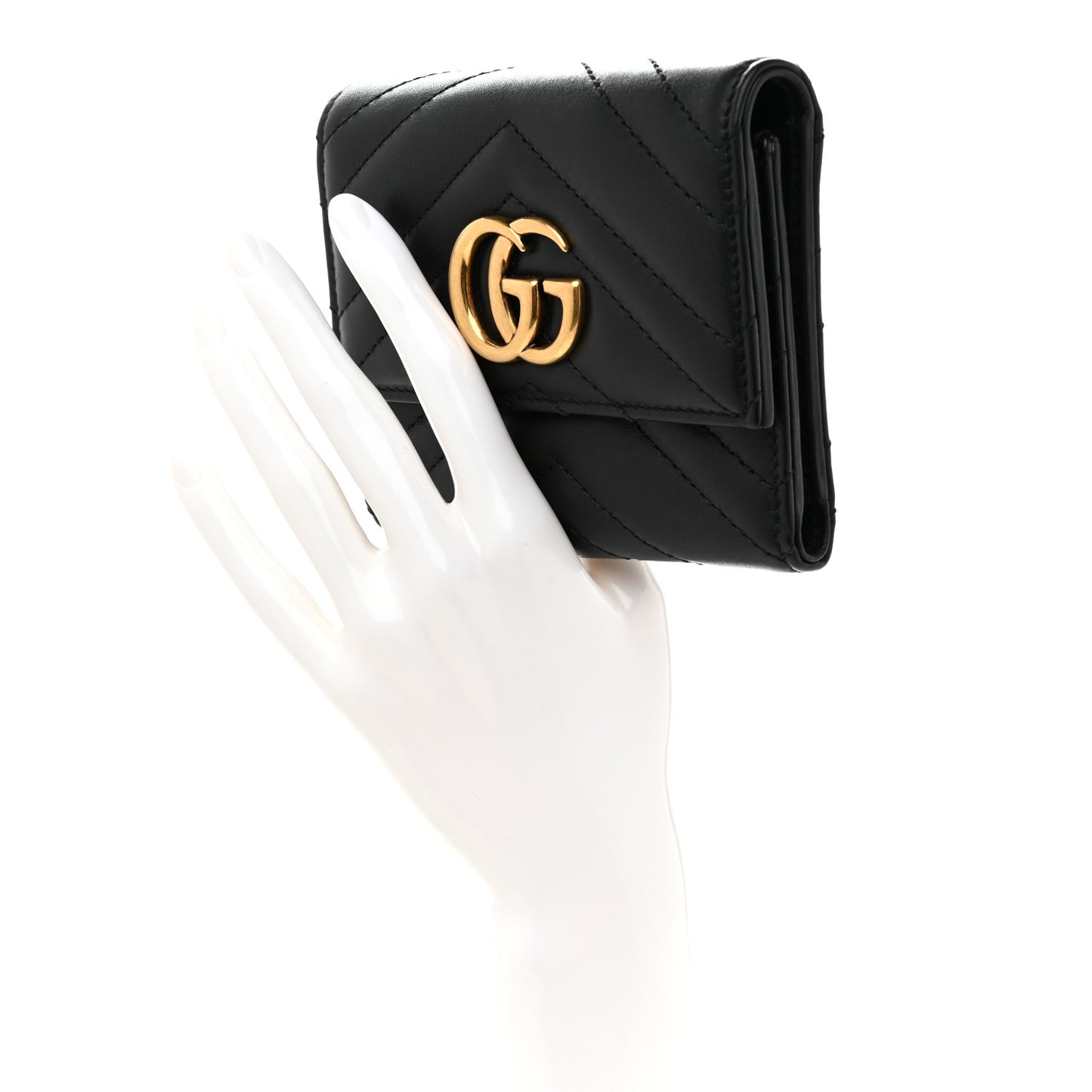 Calfskin Matelasse GG Marmont Wallet Black