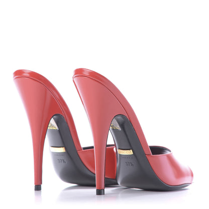Gucci Polished Calfskin Scarlet High Heel Slide Sandals 37.5 Heron Red 4 of 12