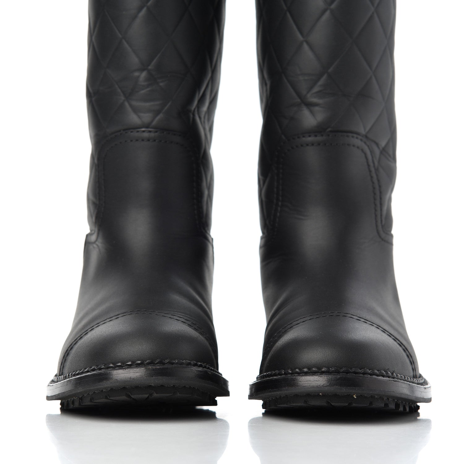 Chanel Oily Calfskin Quilted High Boots 37.5 Black 17 of 18