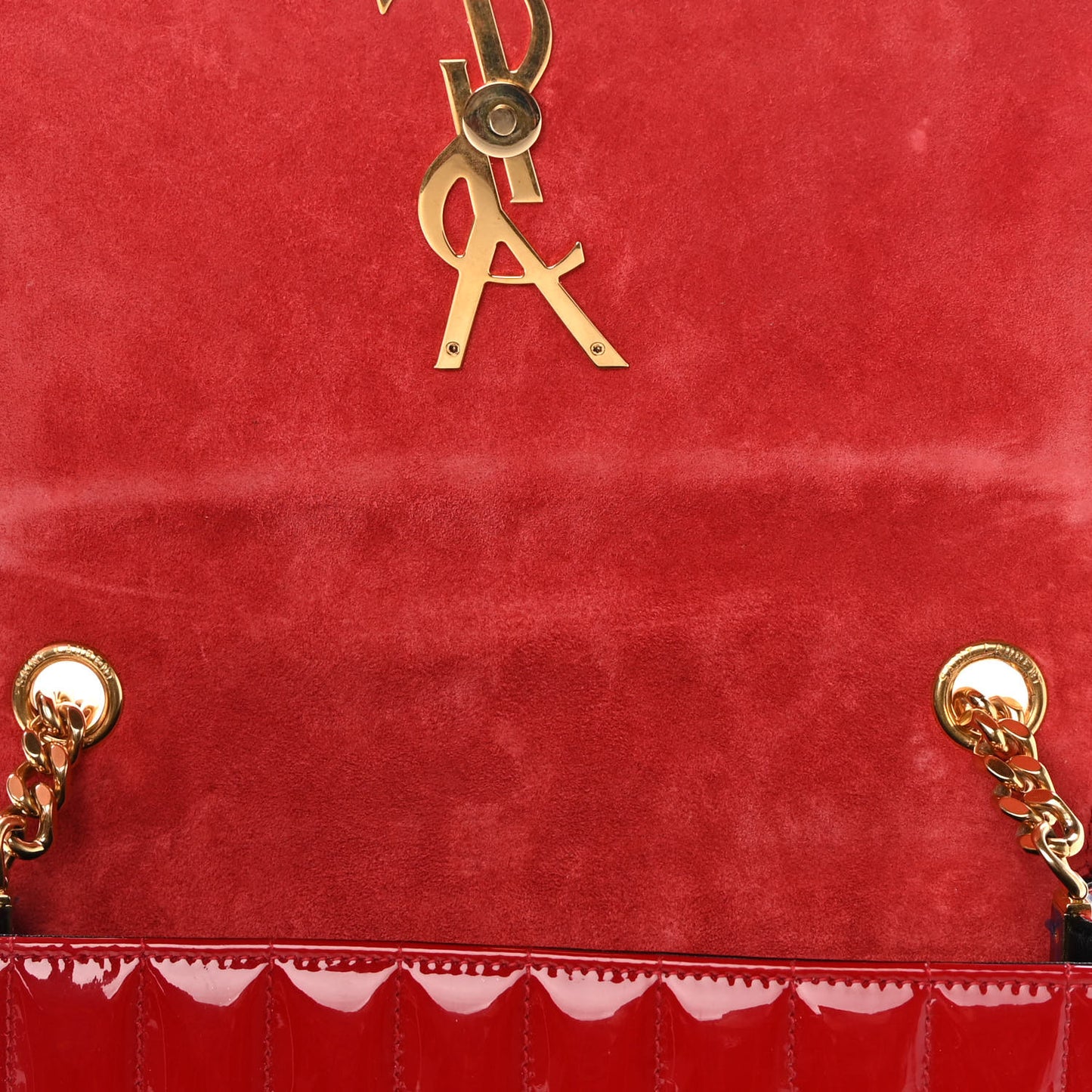 Patent Matelasse Monogram Large Vicky Chain Bag Rouge Eros