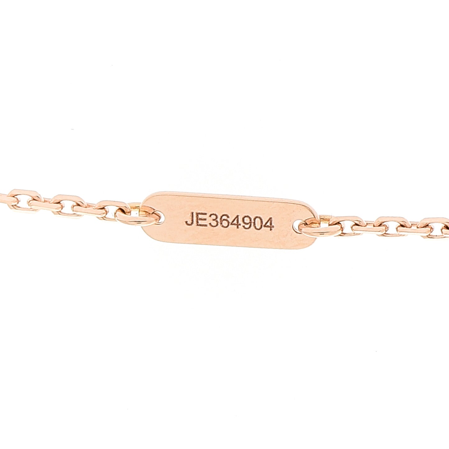 18K Rose Gold Diamond Pink Porcelain Vintage Alhambra Pendant Necklace
