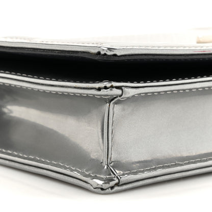 Christian Dior Metallic Patent Micro-Cannage Diorama Wallet on Chain Pouch Silver 10 of 13