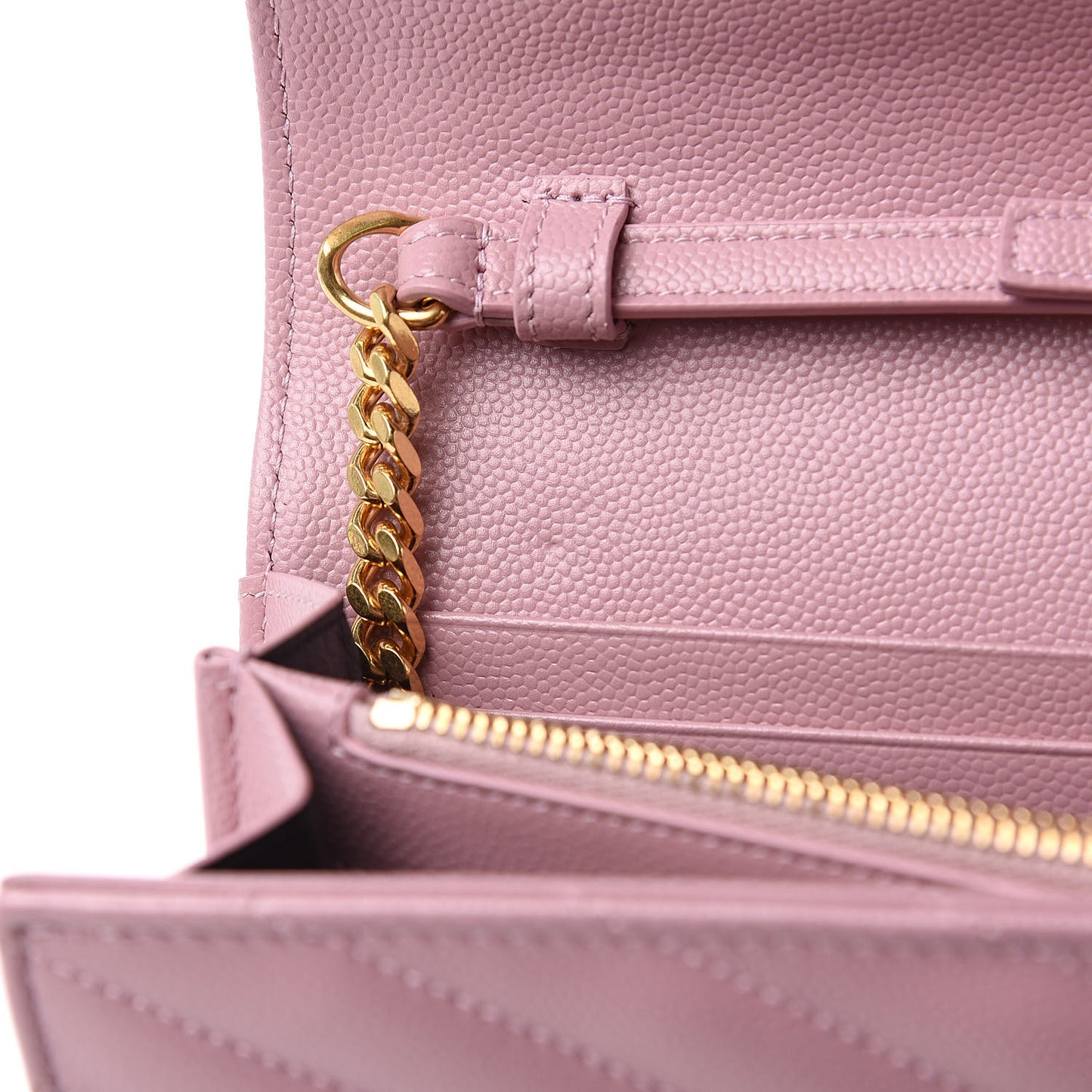 Grain De Poudre Matelasse Chevron Monogram Chain Wallet Pale Pink