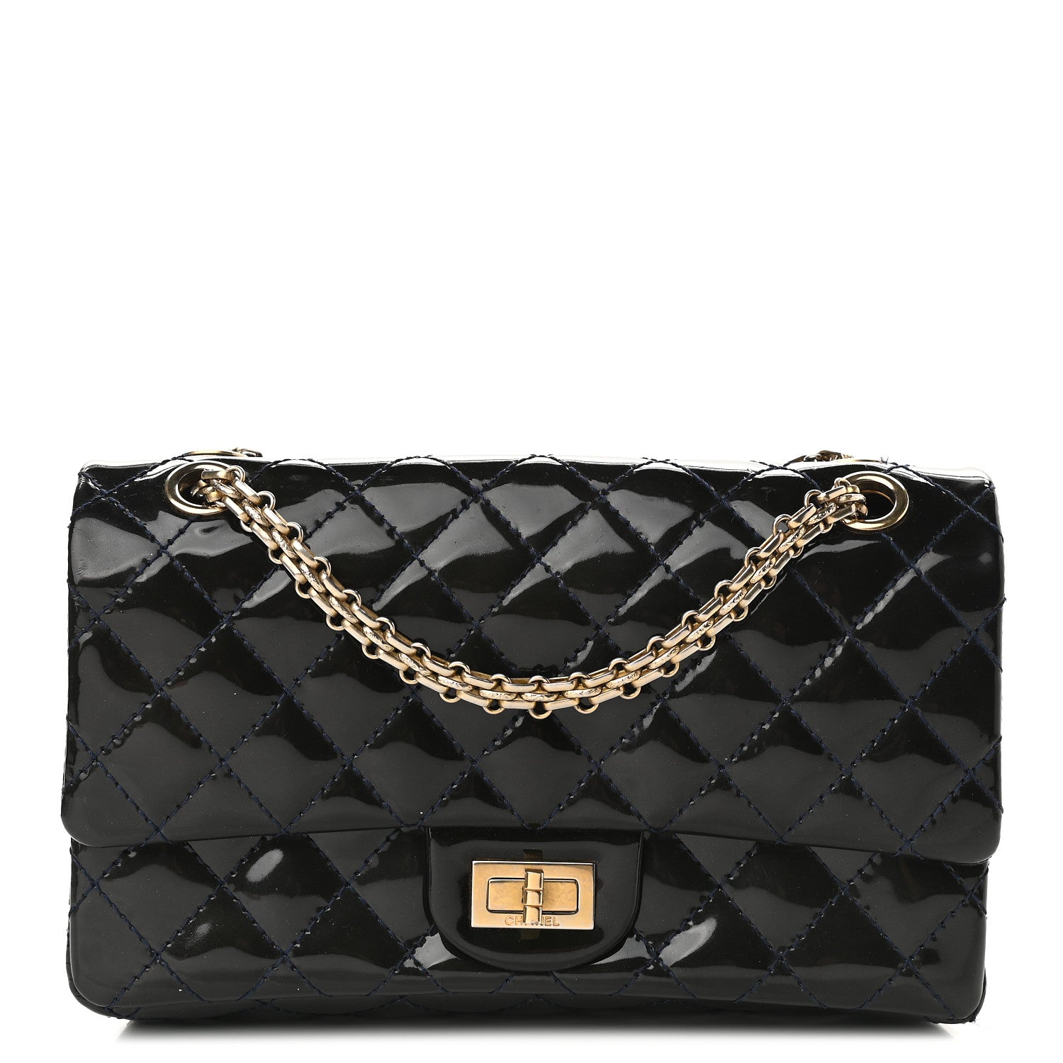 Chanel Patent Quilted Accordion Reissue 2.55 Flap Navy 1 of 9