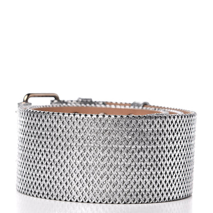 Chanel Metallic Calfskin Logo Wide Belt 85 34 Silver 3 of 5