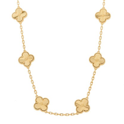 Van Cleef & Arpels 18K Yellow Gold 10 Motifs Guilloche Vintage Alhambra Necklace 1 of 7