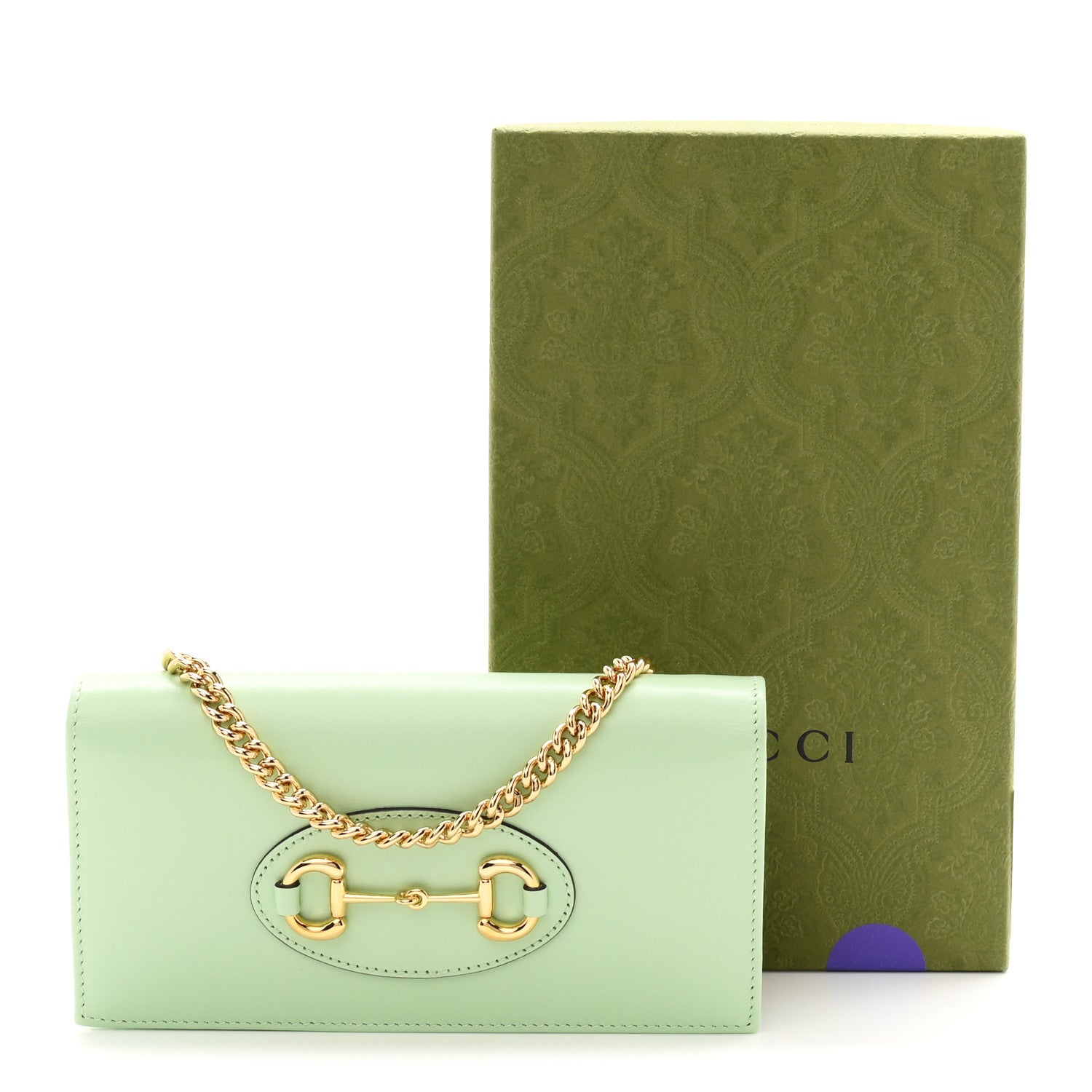 Gucci Boarded Plutone Calfskin Horsebit 1955 Wallet On Chain Green 11 of 11