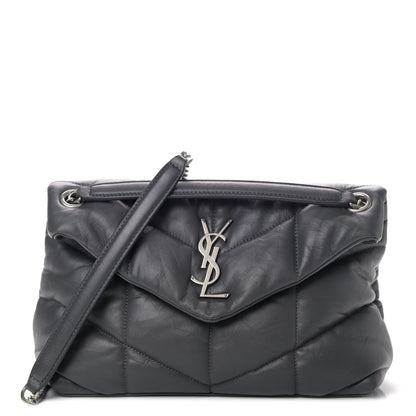 Saint Laurent Lambskin Quilted Small Loulou Puffer Monogram Chain Satchel Concrete 1 of 4