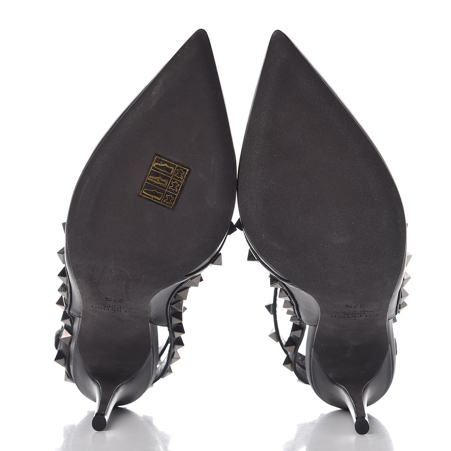 Valentino Garavani Calfskin Nappa Rockstud Ankle Strap 100mm Pumps 37.5 Black 5 of 7