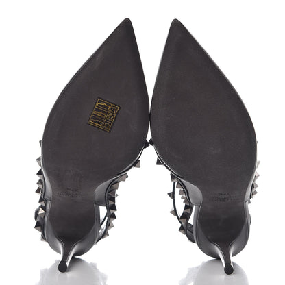 Valentino Garavani Calfskin Nappa Rockstud Ankle Strap 100mm Pumps 37.5 Black 5 of 7