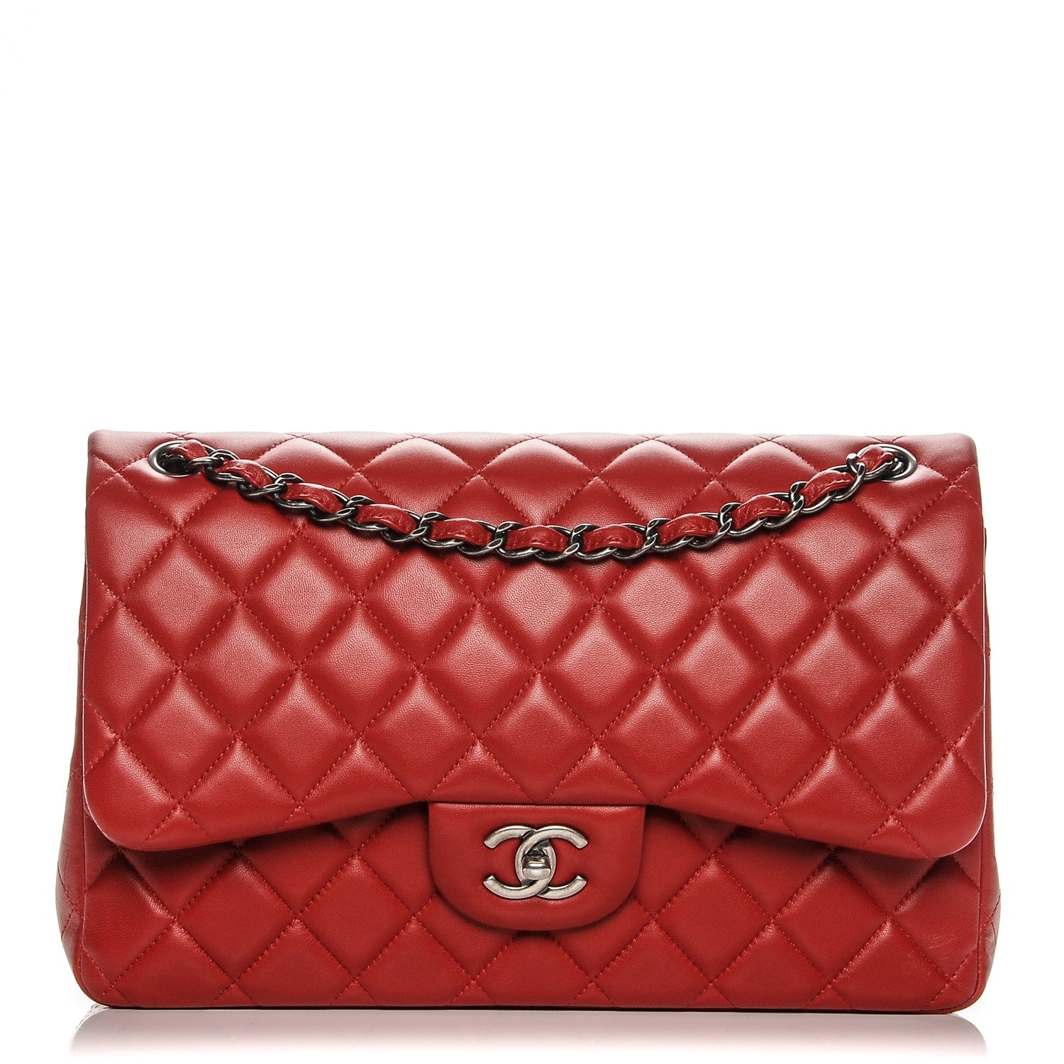 Chanel Lambskin Quilted Jumbo Double Flap Red 1 of 10