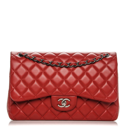 Chanel Lambskin Quilted Jumbo Double Flap Red 1 of 10