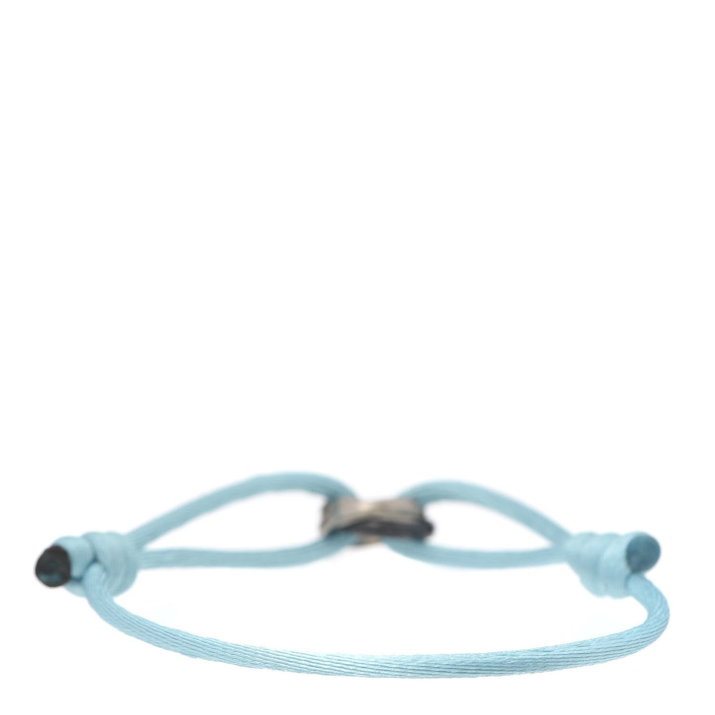 18K White Gold Ceramic Trinity Cord Bracelet Sky Blue