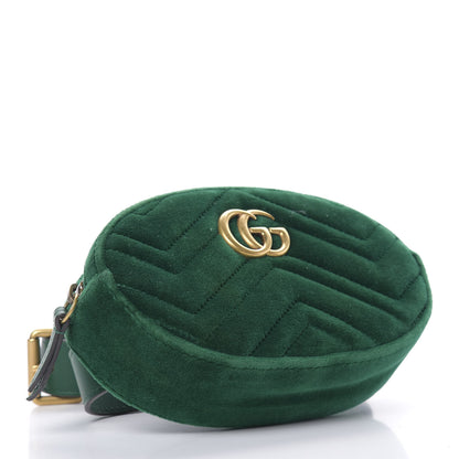 Gucci Velvet Matelasse GG Marmont Belt Bag 95 38 Green 4 of 12
