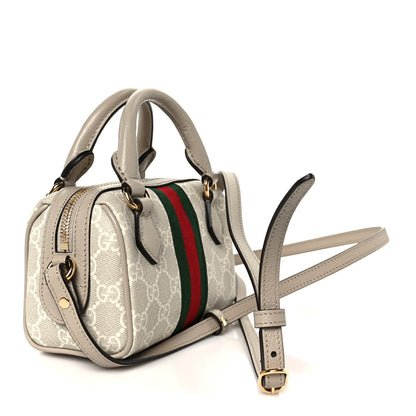 Gucci GG Supreme Monogram Textured Dollar Calfskin Web Super Mini Ophidia Top Handle Bowler Bag Beige Mystic White Oatmeal 3 of 11