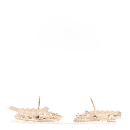 Chanel Crystal Cha-Nel Logo Drop Earrings Gold 3 of 5