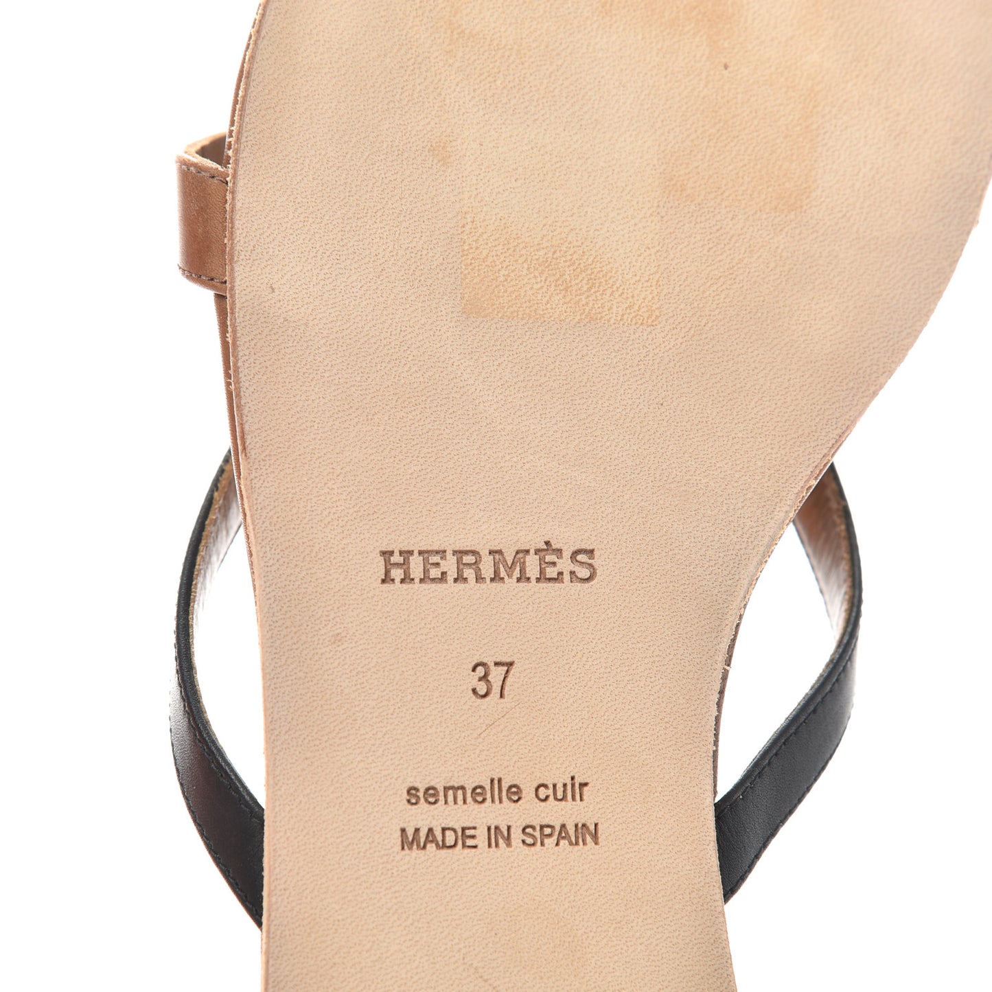 Calfskin Corfou Sandals 37 Naturel Black