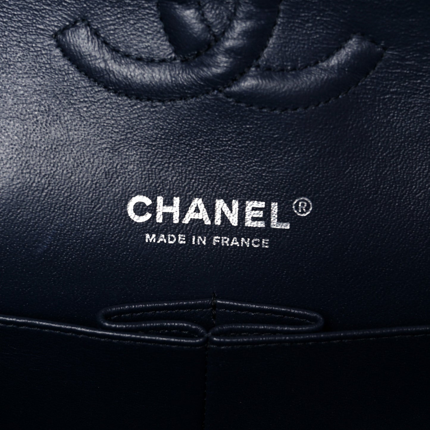 Caviar Quilted Medium Double Flap Navy