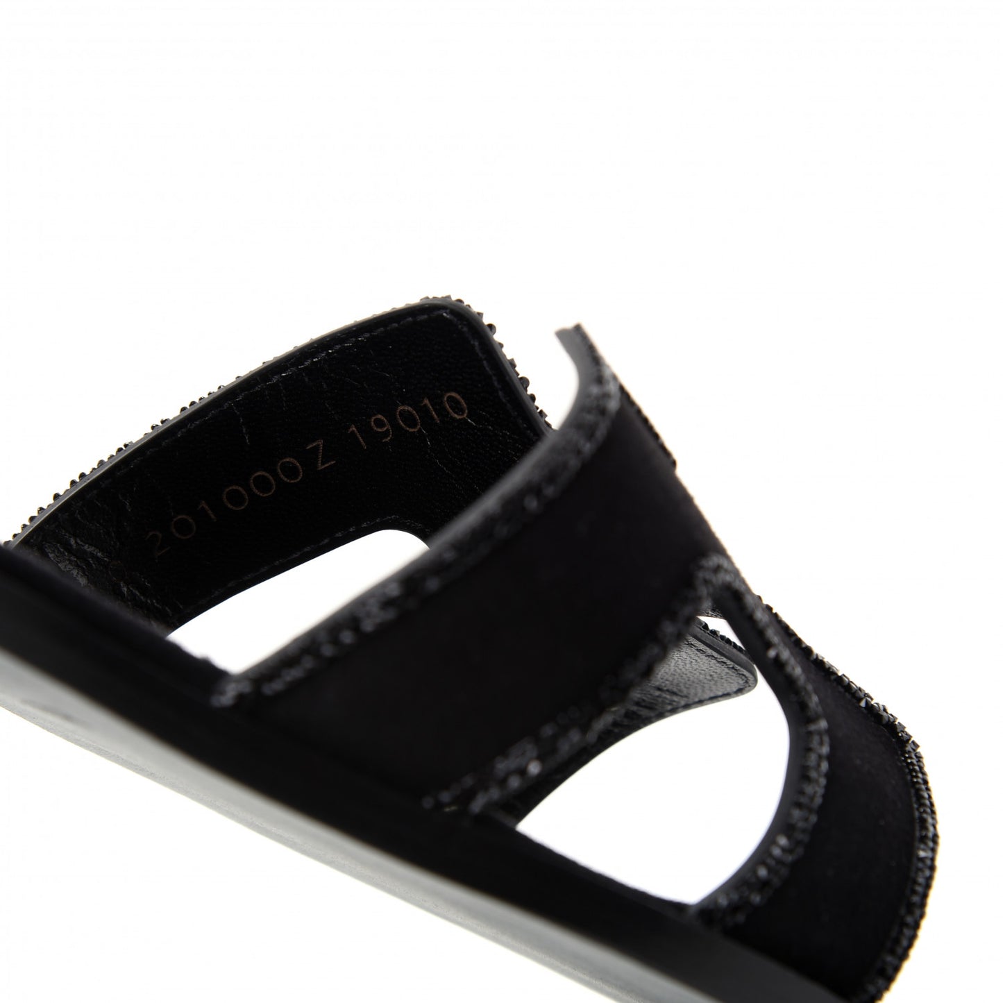 Suede Goatskin Crystal Oran Sandals 37 Black