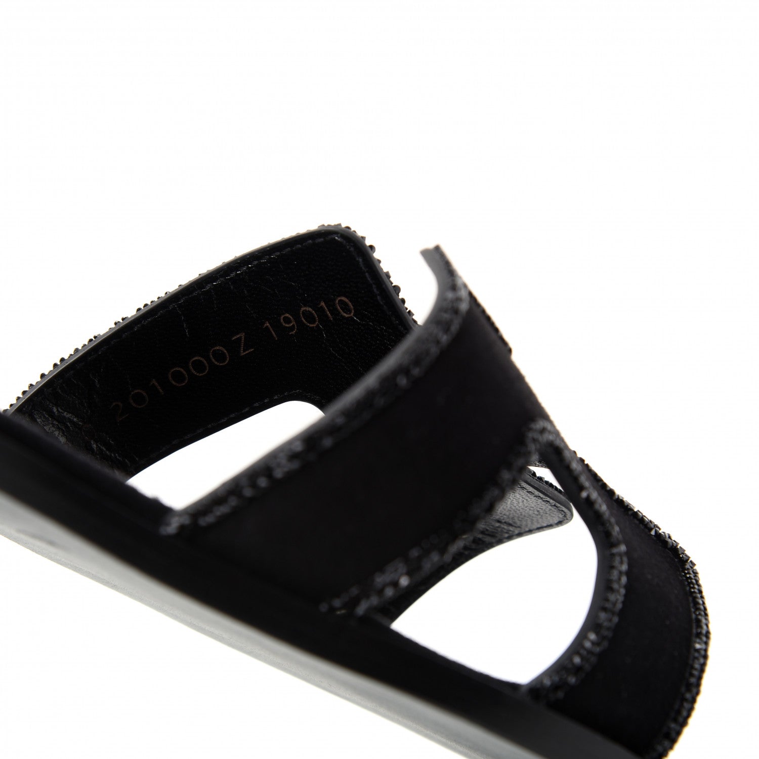 Hermes Suede Goatskin Crystal Oran Sandals 37 Black 10 of 11