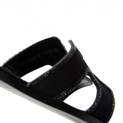 Hermes Suede Goatskin Crystal Oran Sandals 37 Black 10 of 11