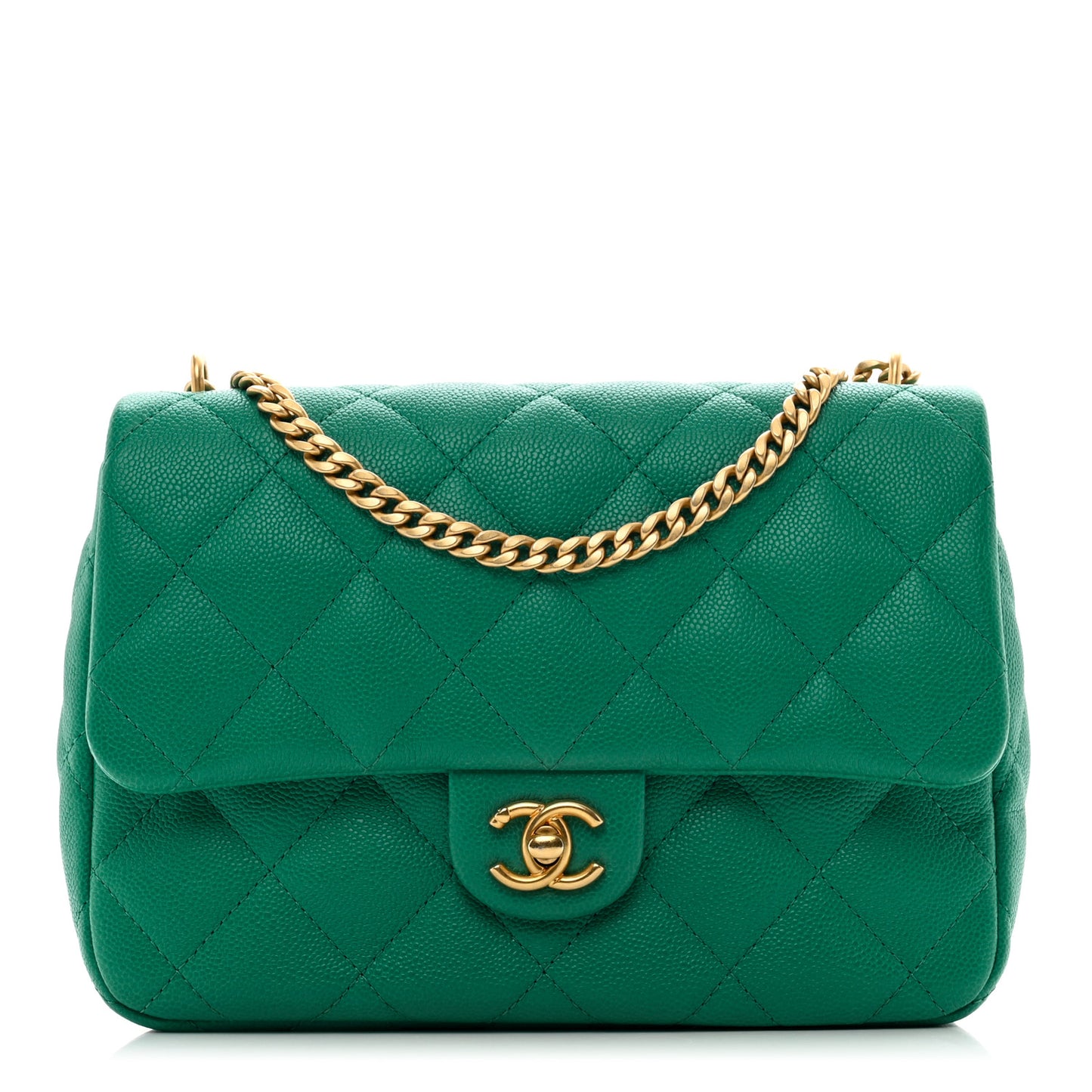 Caviar Quilted Sweetheart Flap Green