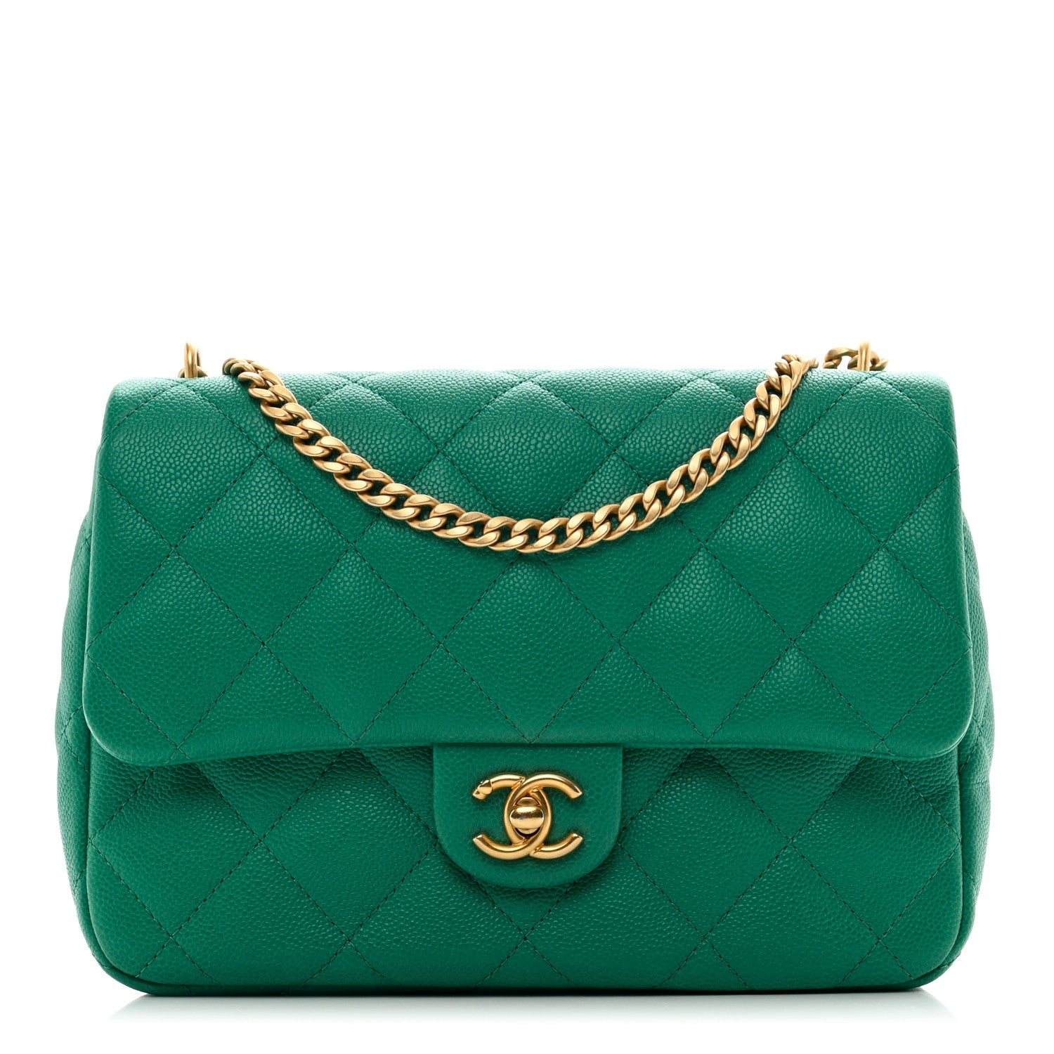 Chanel Caviar Quilted Sweetheart Flap Green 1 of 10