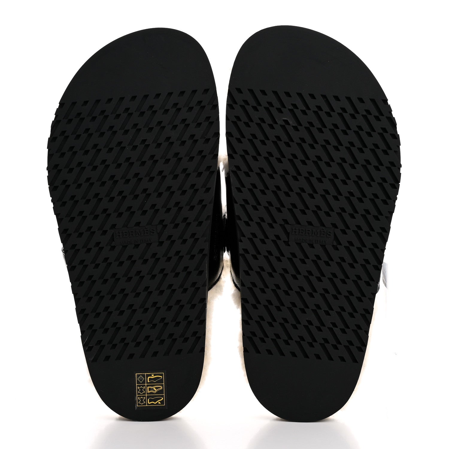 Hermes Glazed Nappa Woolskin Womens Chypre Sandals 36 Black Ecru 6 of 10