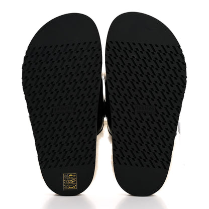 Hermes Glazed Nappa Woolskin Womens Chypre Sandals 36 Black Ecru 6 of 10