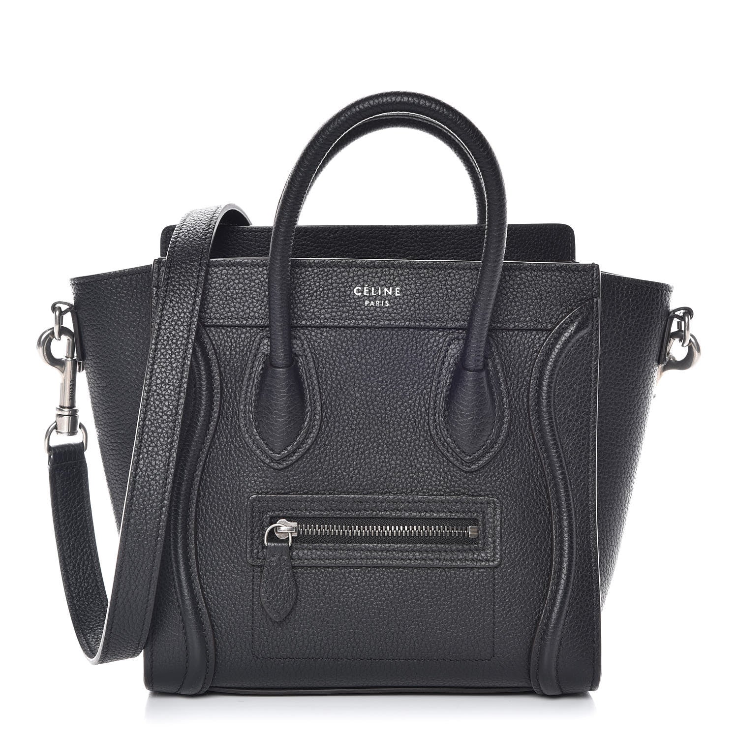 Celine Drummed Calfskin Nano Luggage Black 1 of 16