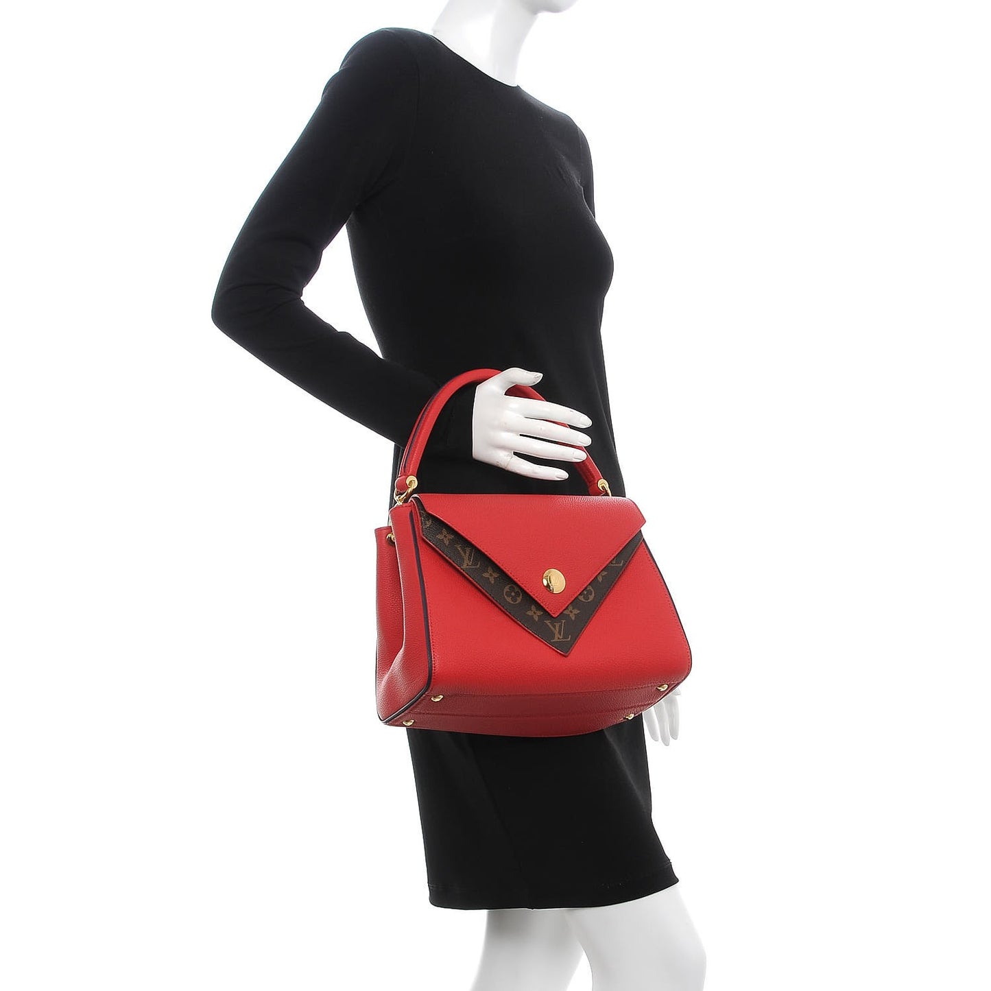 Grained Calfskin Monogram Double V Rubis