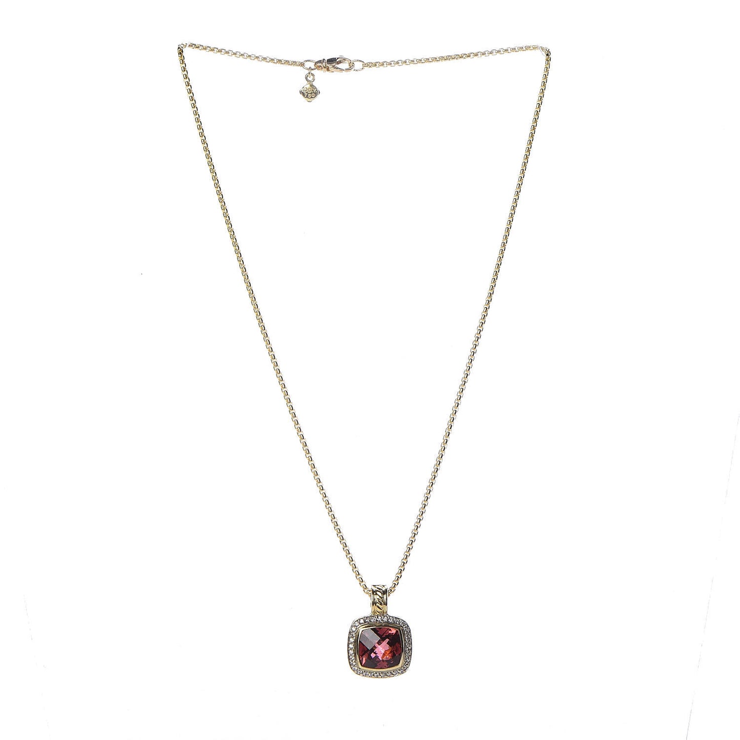18K Yellow Gold Diamond Pink Tourmaline Albion Pendant Necklace
